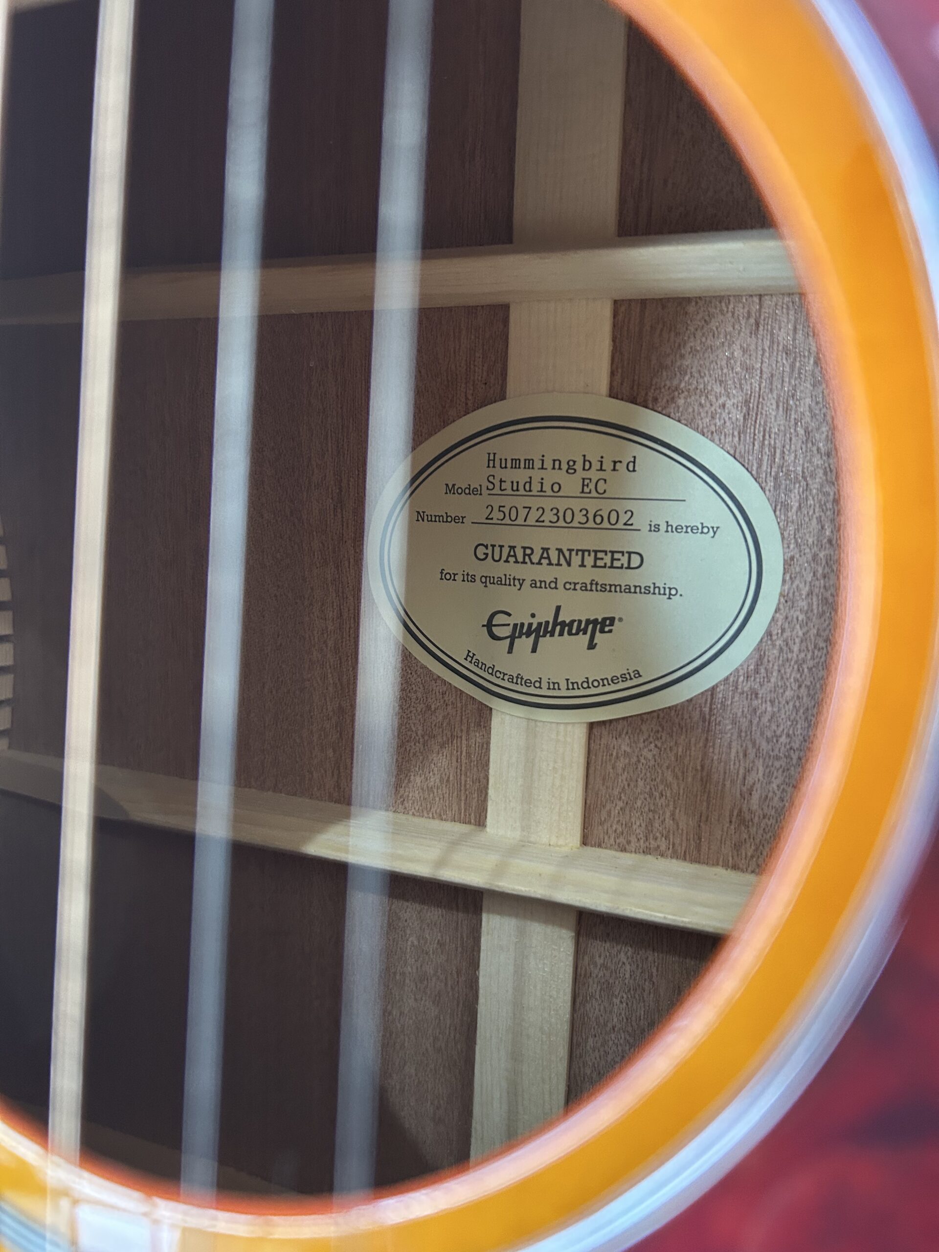 Epiphone Hummingbird Studio EC Heritage - Cherry Sunburst - Gambar 2