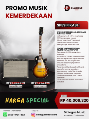 PAKET KEMERDEKAAN EPIPHONE LES PAUL + FENDER AMP