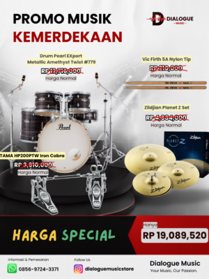 PAKET KEMERDEKAAN PEARL EXPORT + VIC FIRTH + ZILDJIAN + TAMA PEDAL