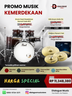 PAKET KEMERDEKAAN PEARL ROADSHOW + ZILDJIAN CYMBALS + STICK ONIIX 5A